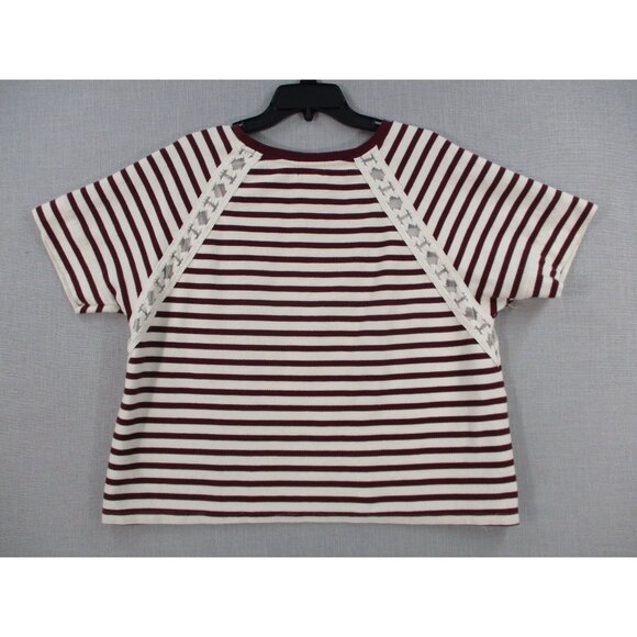 Old Navy Burgundy Striped Raglan Sleeve Casual Top Xl Womens Cotton Blend - Picture 5 of 6